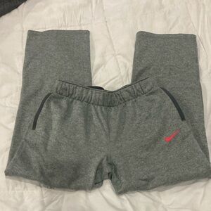 Nike Kids Gray Joggers with Red Logo